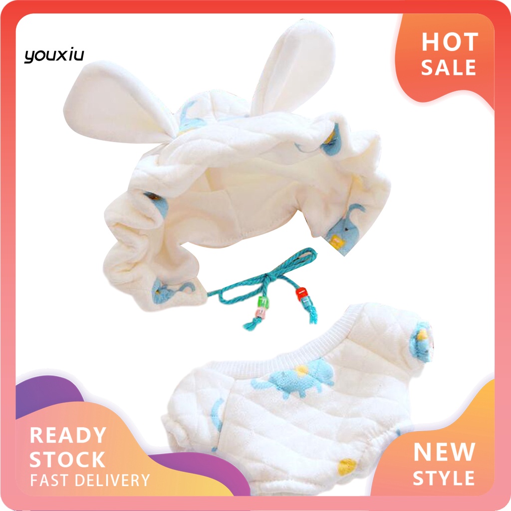 Bộ đồ liền thân mềm mại kèm nón và giày dài 20cm cho búp bê