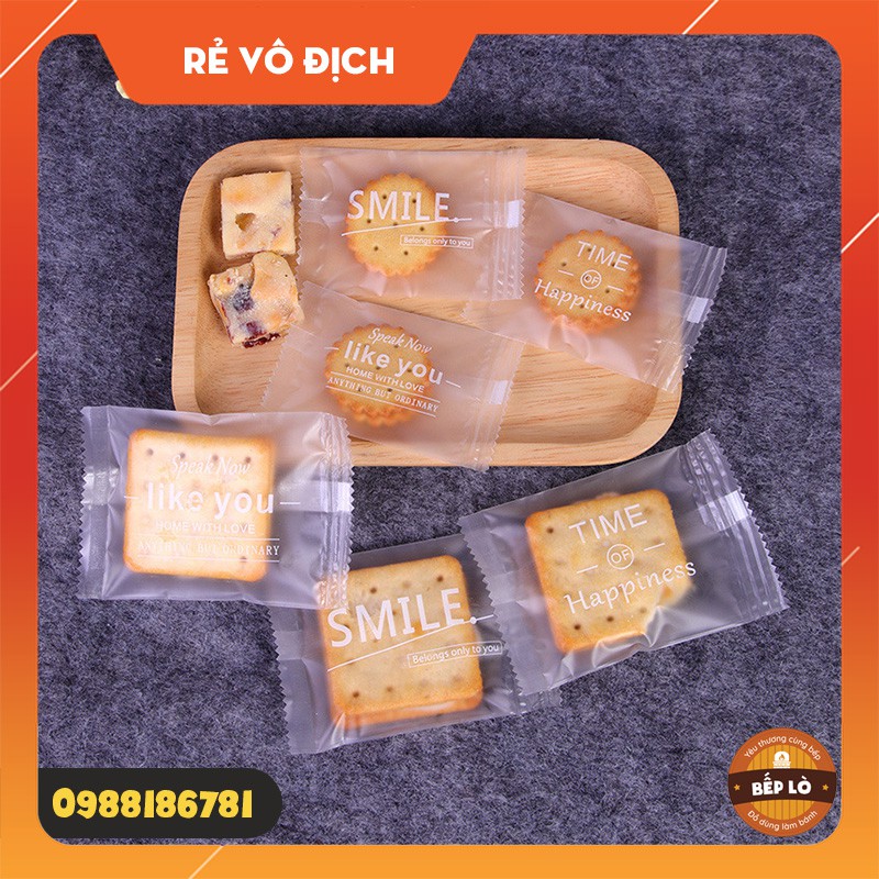 Túi đựng bánh quy chữ Happiness SIÊU ĐẸP SANG TRỌNG - set 100 túi