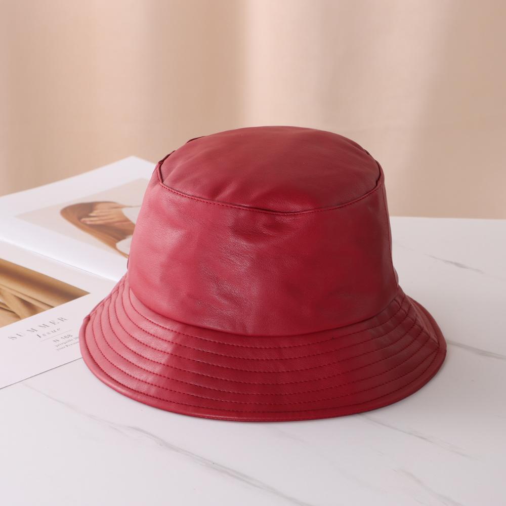 WONDER Mũ Bucket Da PU Chống Nắng Chống Thấm Nước Có Thể Điều Chỉnh