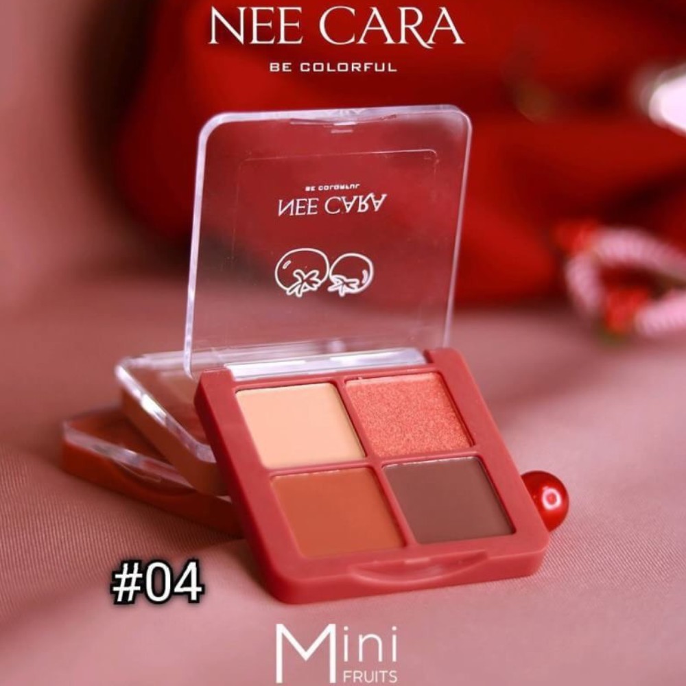 Phấn Mắt Nhũ Lì Nee Cara Tông Đỏ Gạch N319 No.04 - Bảng Phấn Mắt Đỏ Đất Nee Cara