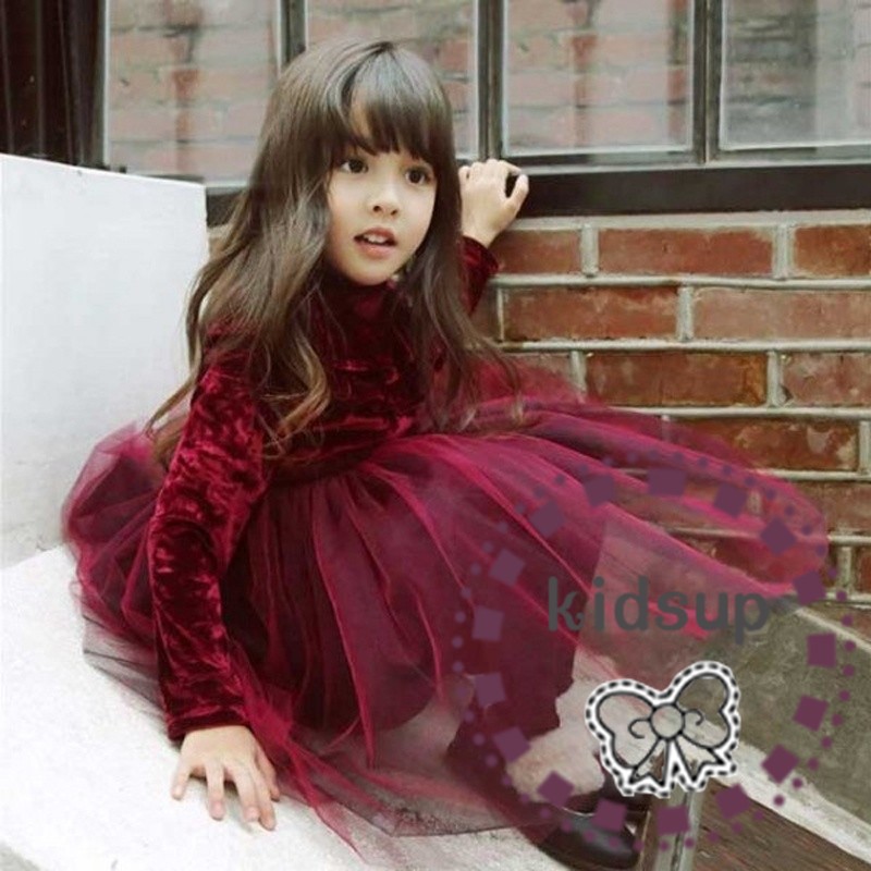 Đầm xòe tay dài xinh xắn cho bé gái
