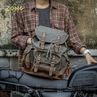Ba lô du lịch Vintage vải canvas sáp dầu, da bò sáp – GOTHIC I