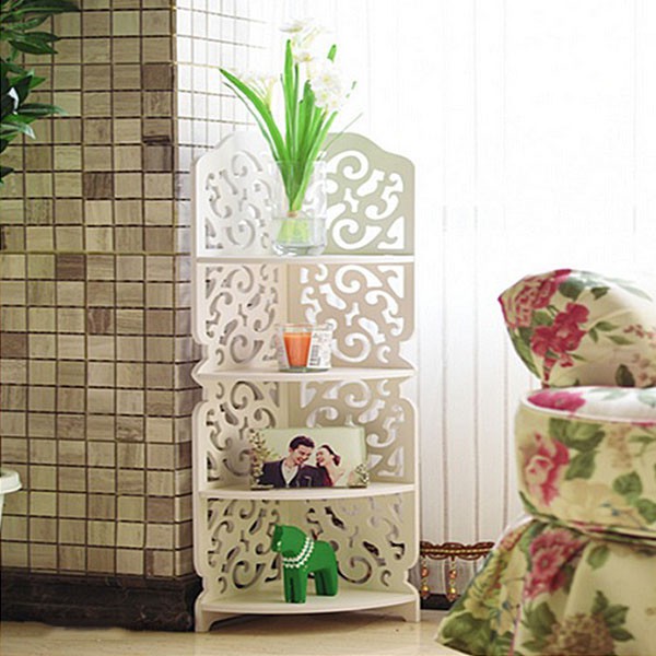 Kệ Góc 4 Tầng Hoa Văn Gỗ - BX0415