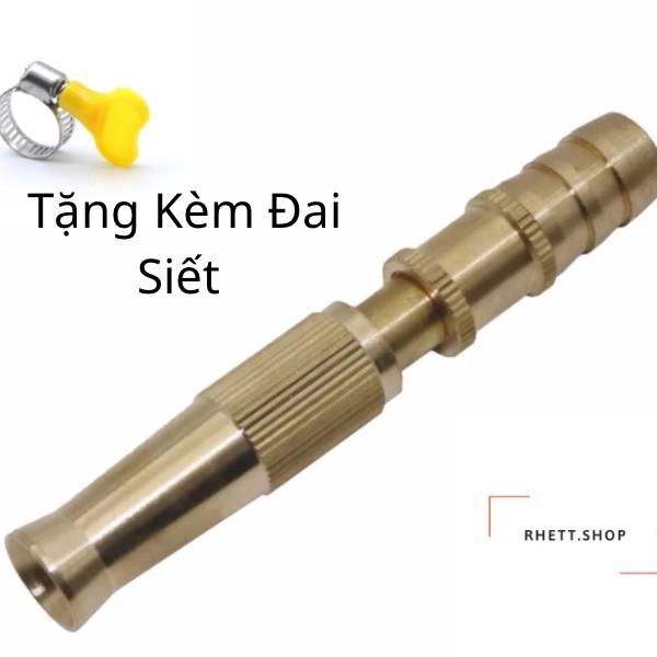 Đầu Vòi Xịt Tăng Áp Đồng Mini Tặng Kèm Đai Siết