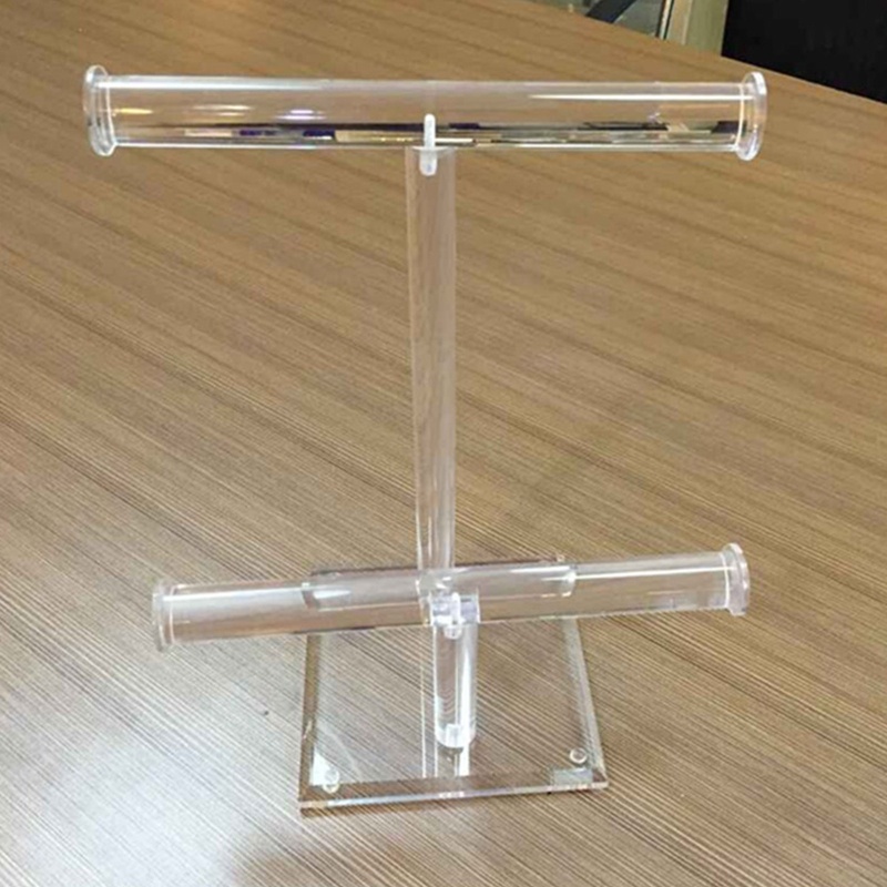 Giá Đỡ Trưng Bày Trang Sức 2 Tầng Hình Chữ T Bằng Acrylic Trong Suốt