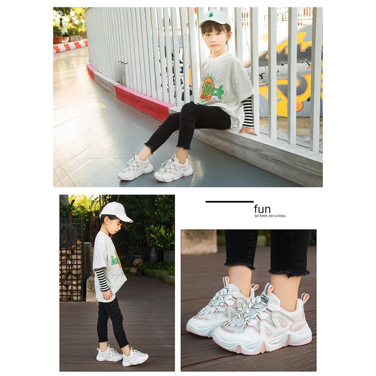 Giày thể thao AMILA phối lưới thoáng khí thời trang mùa thu mới cho bé gái