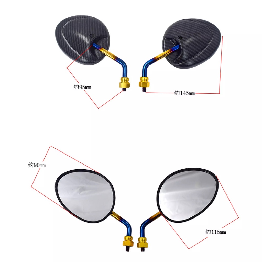 Bộ 2 Gương Chiếu Hậu Tai Thỏ Titan Carbon - Kính xe máy