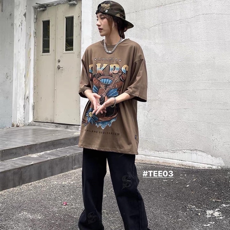 Áo phông SKPS chuẩn hàng 100% Cotton form rộng in hình cây đàn