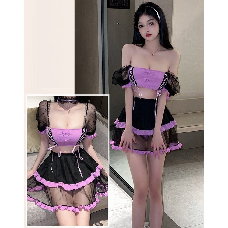 Váy ngủ hầu gái Hồng - Tím siêu xinh 2584