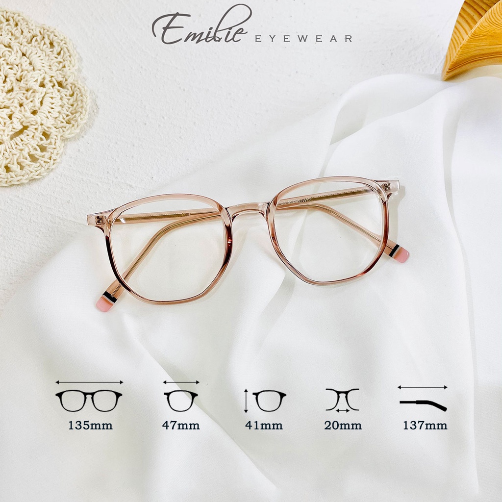 Gọng kính nữ nhựa dẻo cốt kim loại siêu chắc chắn Emilie eyewear phụ kiện thời trang 8312