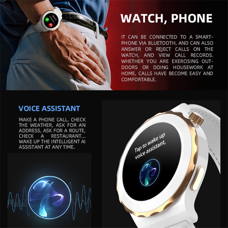 Đồng Hồ Thông Minh HW3 Mini NFC 2022 Bluetooth Áp Suất Oxy pk GT3 Cho iOS Android