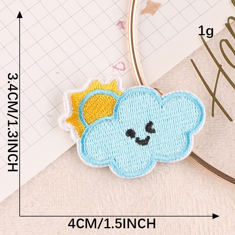 Miếng Dán Trang Trí Sổ Tay Thêu Chữ Tiếng Anh / Cầu Vồng / Hoạt Hình Dễ Thương DIY