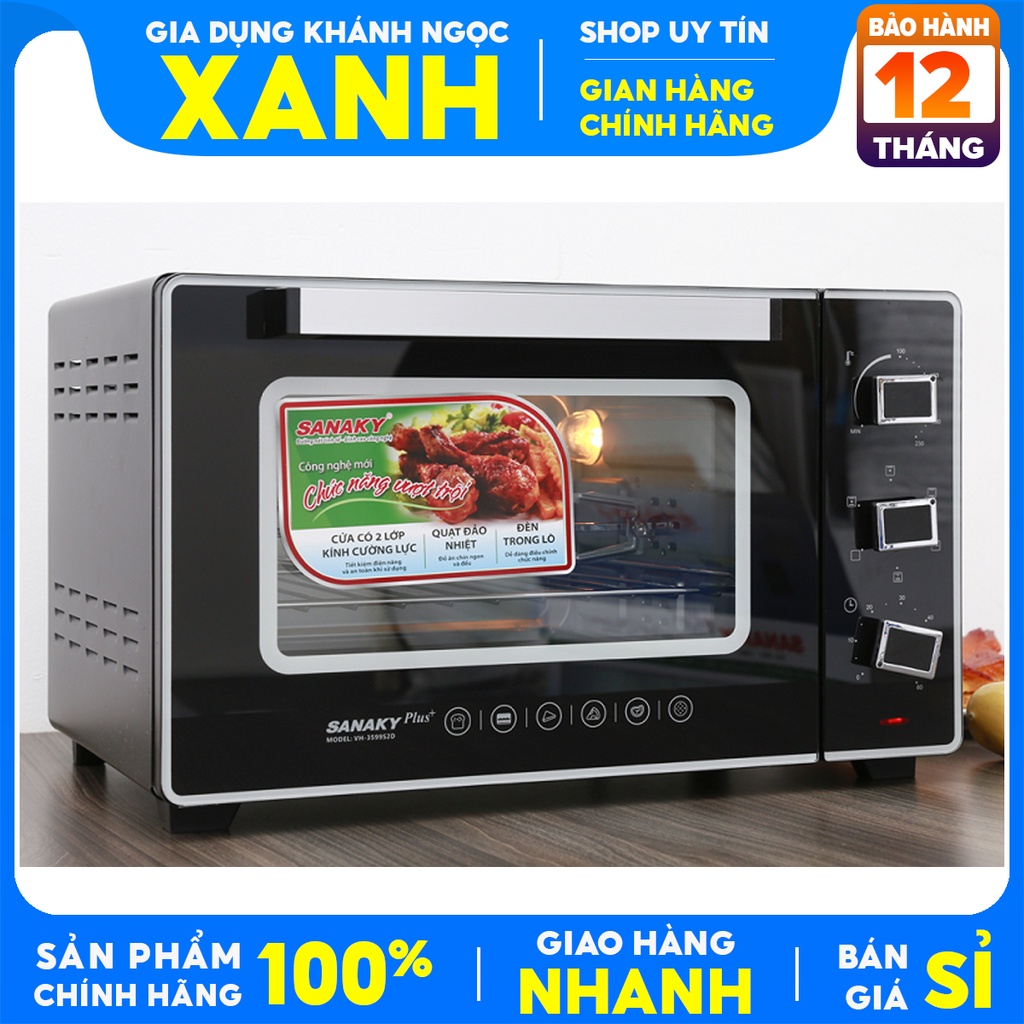 Lò nướng điện đa năng Sanaky VH5099S2D 50 lít- Mới 100%-Chức năng chính Làm giòn bánh Nướng bánh Nướng gà