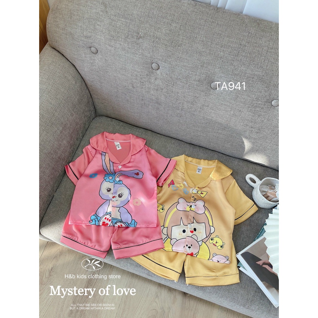 BỘ PIJAMA CHO BÉ GÁI CHẤT LỤA MỀM MỊN MẶC MÁT MÙA HÈ SIZE  10KG-20kg