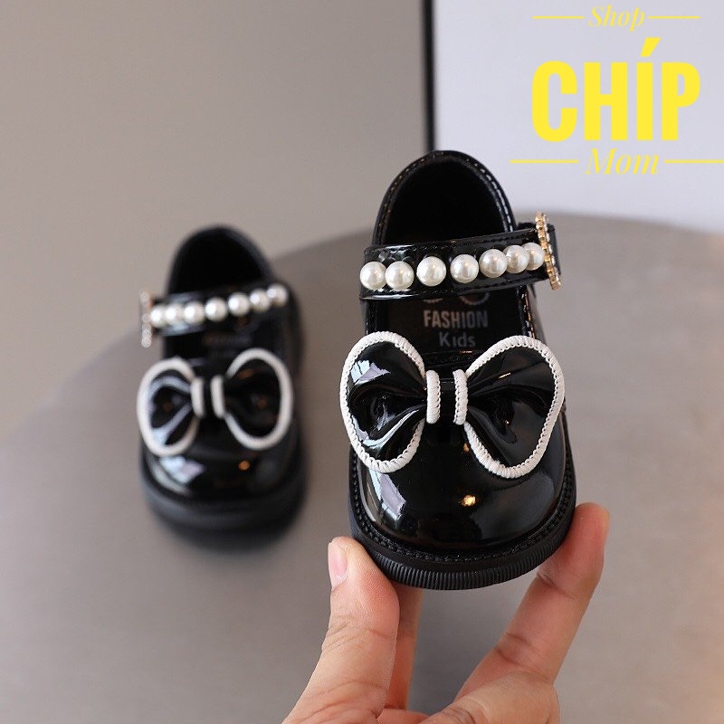 giày búp bê bé gái giày bệt cho bé da bóng  mềm  đính ngọc nơ nhỏ xinh xắn kiểu dáng hàn quốc thời trang thu đông K08A