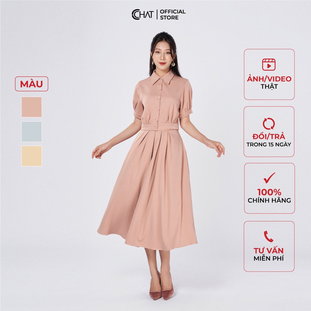Set Đồ Nữ 𝐂𝐂𝐇𝐀𝐓 Chân Váy Xòe Áo Sơ Mi Cao Cấp Phong Cách Trẻ Trung Thanh Lịch 12BDS2001XT