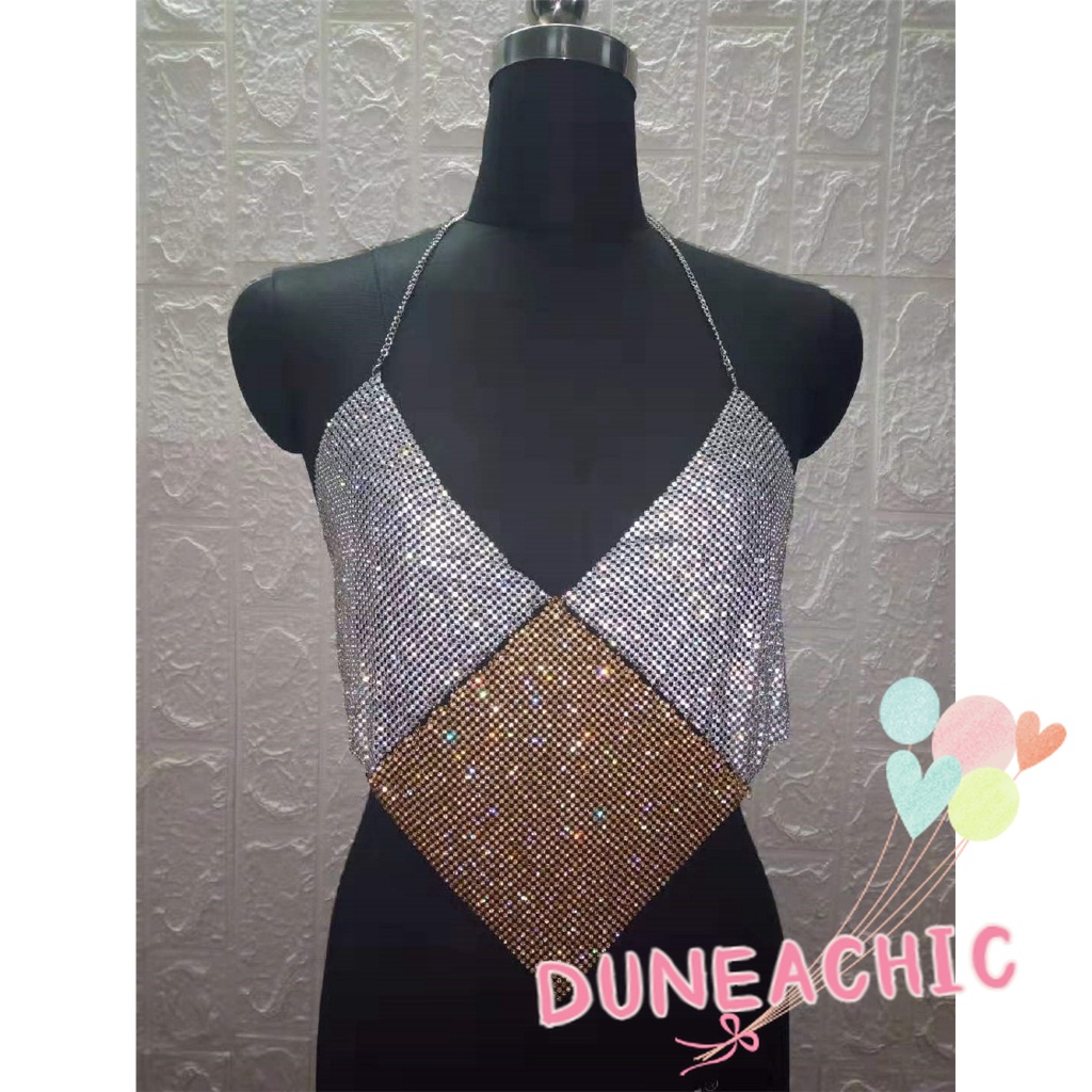DUNEA Áo Tank Top Phối Dây Xích Kim Loại Quyến Rũ Cá Tính Cho Nữ