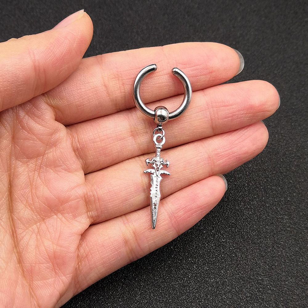 Khuyên Tai Dạng Kẹp Màu Đen Không Cần Bấm Lỗ Phong Cách Hàn Quốc Cá Tính Cho Nam