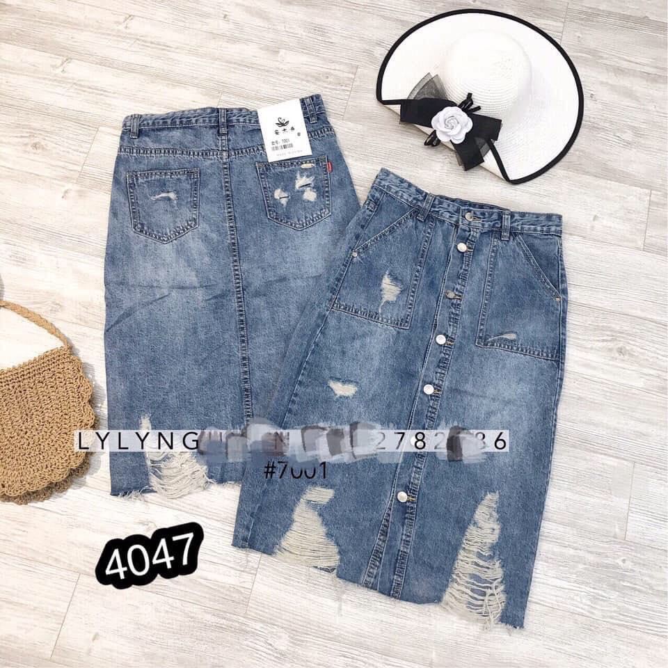 CHÂN VÁY JEAN DÀI PHỐI NÚT RÁCH CỰC BỤI (BAO ĐẸP CHUẨN ẢNH) | BigBuy360 - bigbuy360.vn