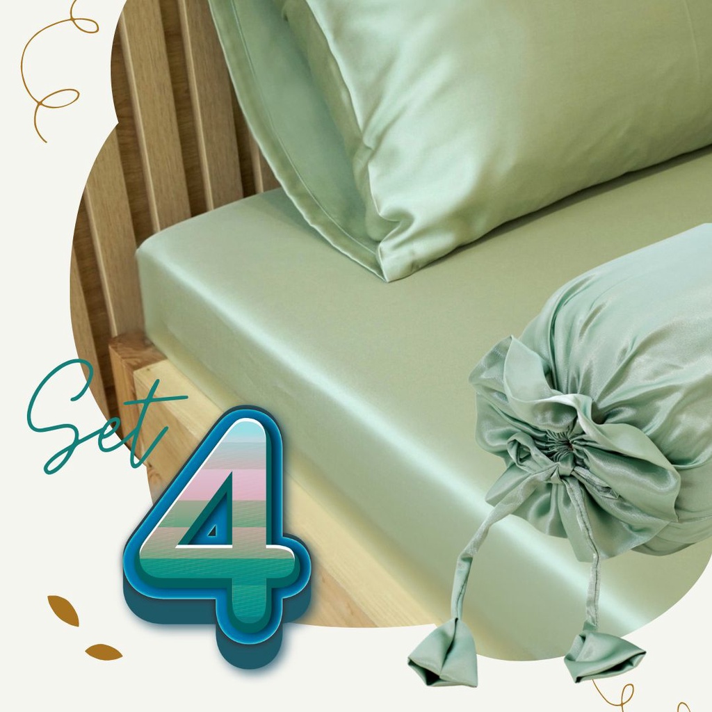 Bộ chăn drap 4 món vải lụa phi satin mịn mát và thân thiện cho da