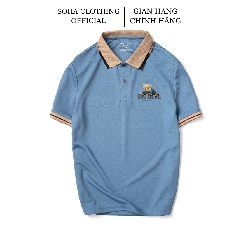 Áo POLO nam cổ bẻ Gấu BIGDEAL VIỀN vải cá sấu dệt kim xuất xịn,chuẩn form, sang trọng ,thanh lịch - SOHA CLOTHING