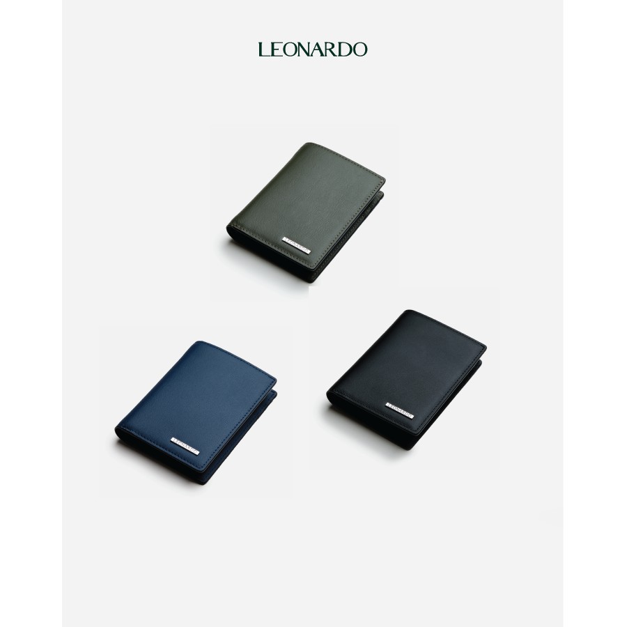 Ví Da Nam Gập Đôi (2 Dáng) Leonardo - Mini Henry Wallet - Da Switf Trơn Mềm Bền Bỉ