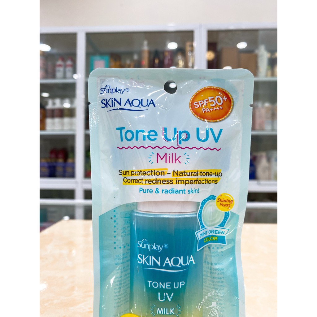 Kem Chống Nắng Nâng Tông Che Khuyết Điểm Sunplay Skin Aqua Tone Up UV Mint Green SPF50+ PA++++ 50g (Màu Xanh)