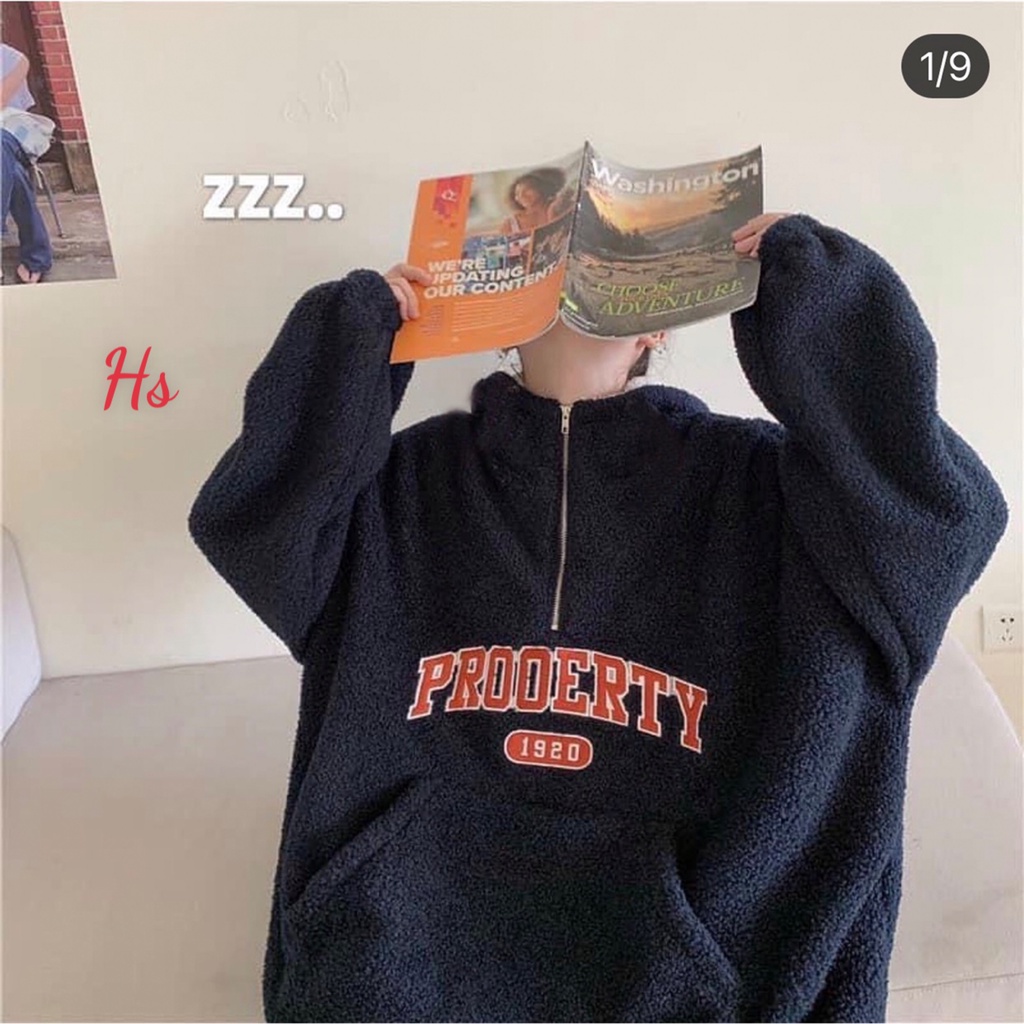 Áo Hoodie Lông Cổ Khóa 1920 🦋 Áo Khoác Unisex Dáng Rộng Chữ Thêu 2 Màu | BigBuy360 - bigbuy360.vn