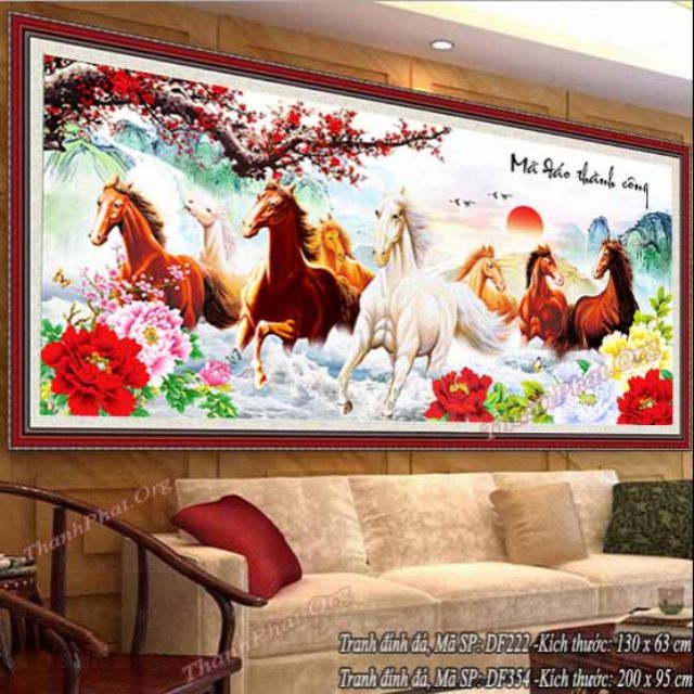 Tranh thêu mã đáo thành công khổ lớn 199x92cm