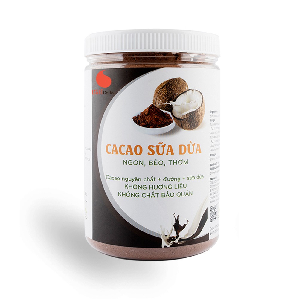 Bột Cacao sữa Dừa Light Coffee vị đậm đà, thơm béo tư nhiên, không hương liệu Hũ 550g