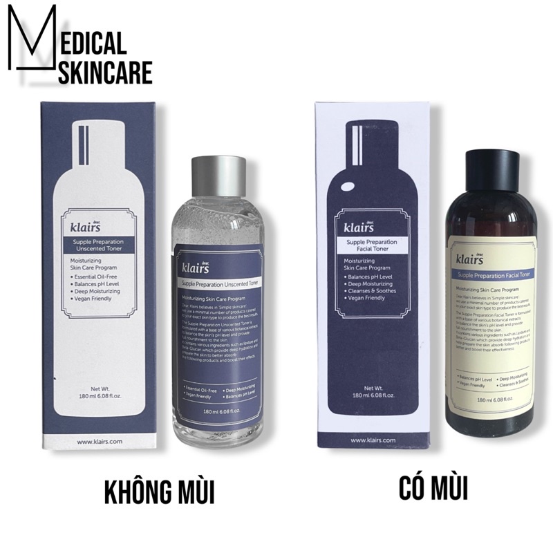 Nước hoa hồng Klairs Supple Preparation Facial / Unscented Toner (180ml)