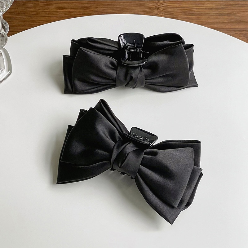 Kẹp Tóc Nơ Đen Bằng satin Thời Trang