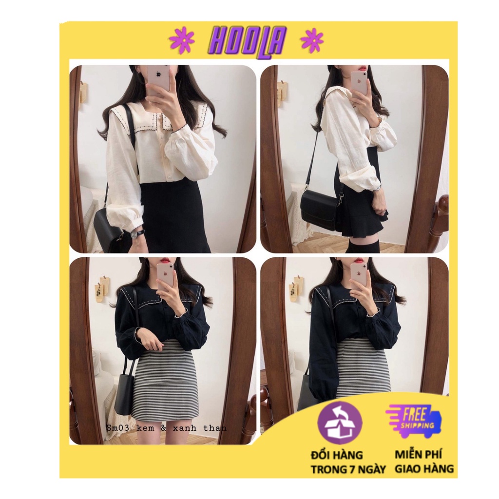 Áo sơ mi cổ vuông Ulzzang- Vintage