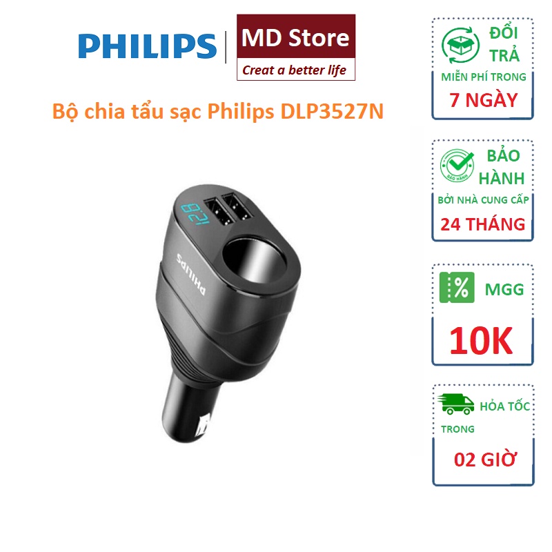 Bộ chia tẩu sạc ô tô cao cấp nhãn hiệu Philips DLP3527N - levanhung_75885