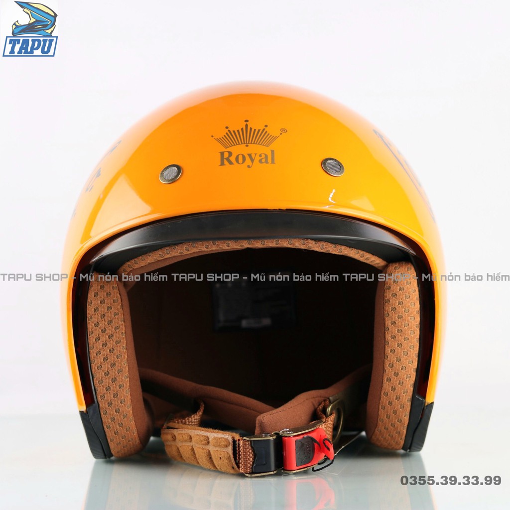 [CHÍNH HÃNG] MŨ BẢO HIỂM 3/4 ROYAL M139 KÍNH ÂM VÀNG TEM Cafe Racer