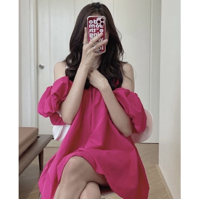 Áo trễ vai tay bồng hở vai nữ dáng xòe rộng dễ thương HOT TREND