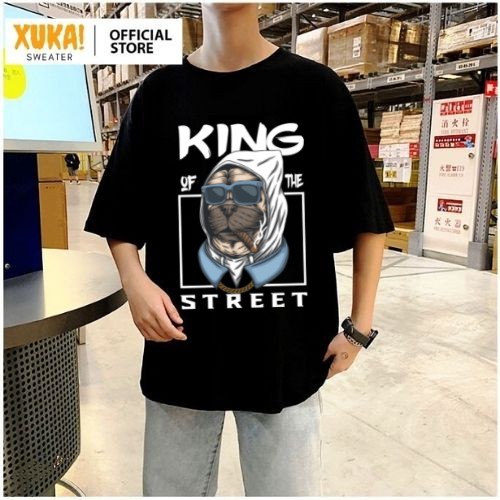 Áo thun tay lỡ phông Unisex from rộng nam nữ KAKISHOP , áo màu đen ulzzang in hình CÚN PUG dân chơi đường phố