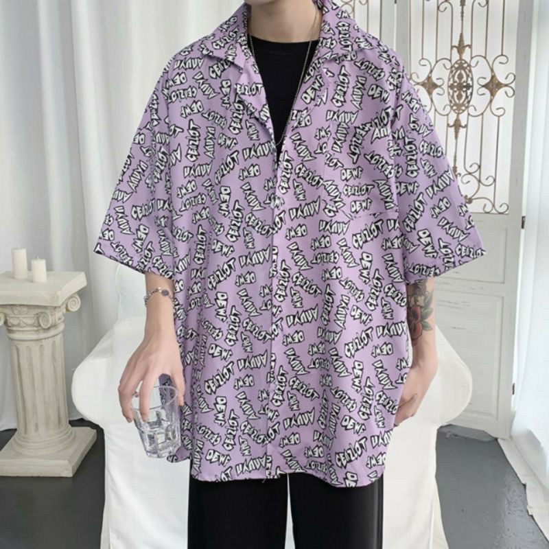 Áo Sơ Mi Tay Ngắn Unisex Cổ Bẻ Phông Cách Hàn Quốc Freesize