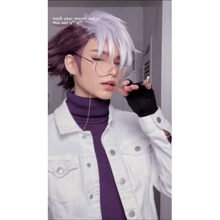 [sẵn] Wig/tóc giả Tsuchigomori Sensei - Jibaku shounen hanako-kun màu nâu tím [Miu Cosplay]