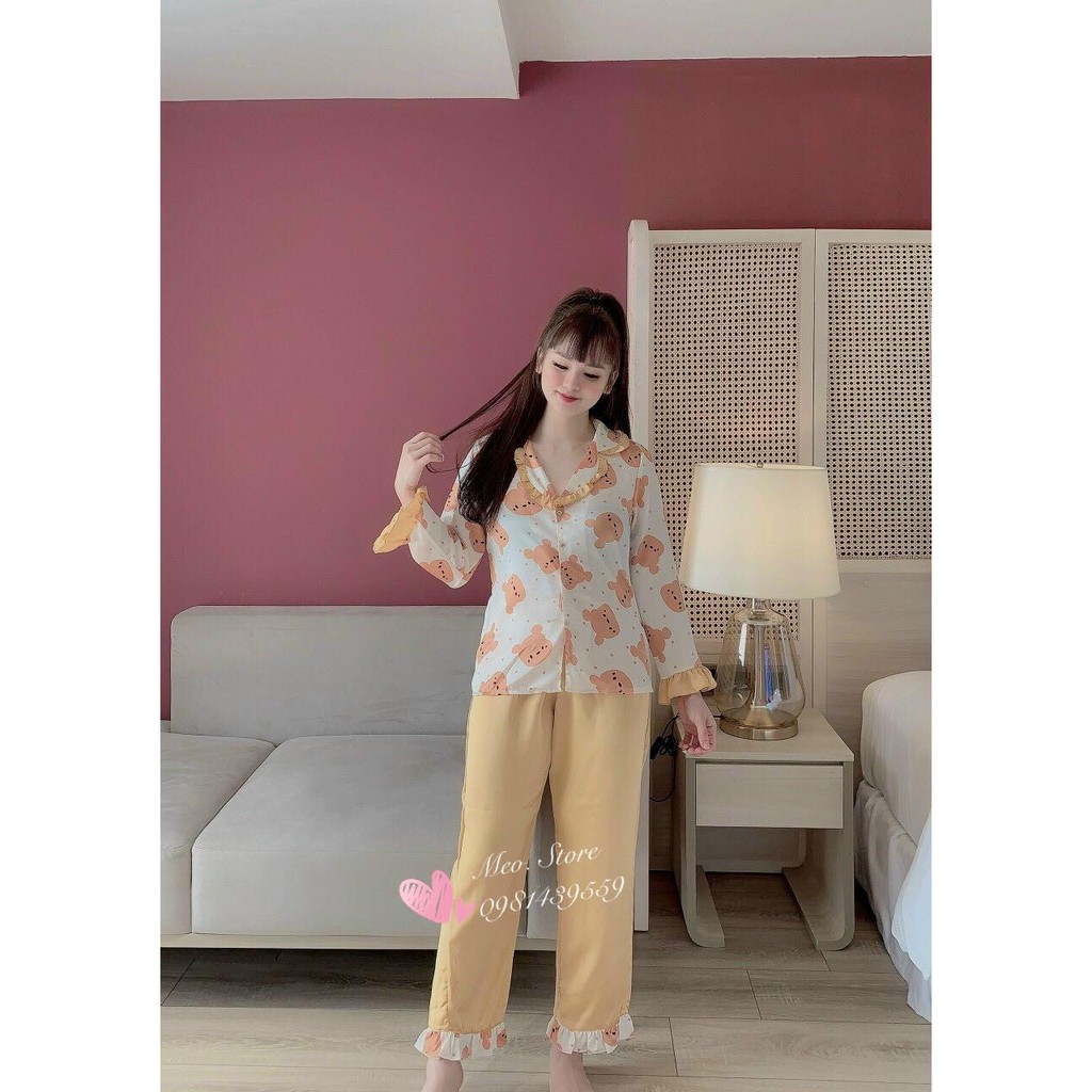 Đồ Bộ Pijama - Bộ Lụa Dài Tay Chất Liệu Lụa Satin