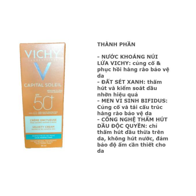 Kem Chống Nắng Vichy Capital Soleil SPF 50+ 50ml Mẫu Mới 2021 - Giảm Bóng Nhờn Có Màu Trang Điểm