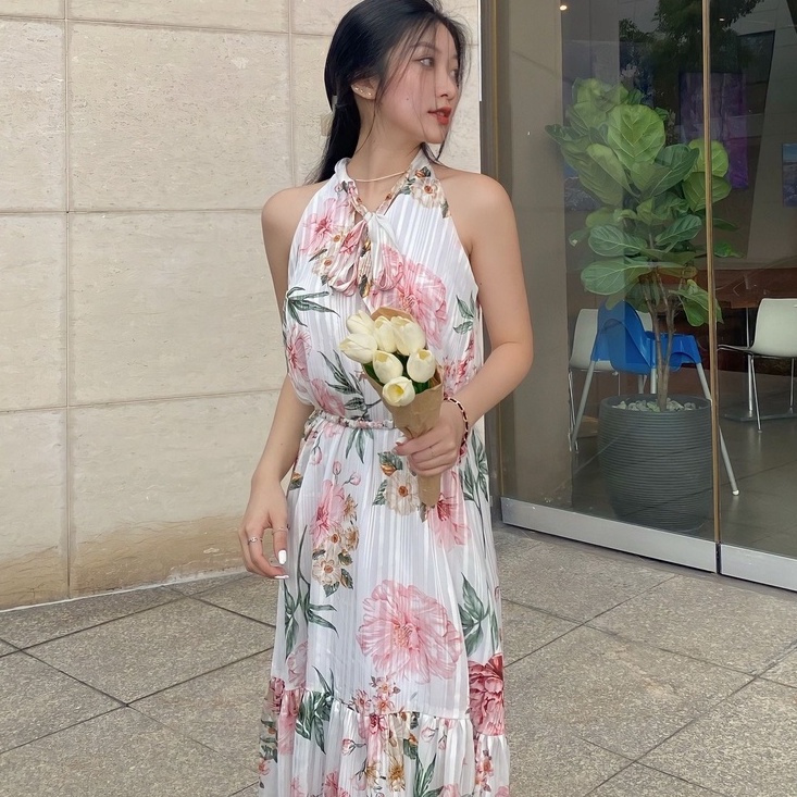 Đầm Hoa Cổ Yếm - EDINI - D1522