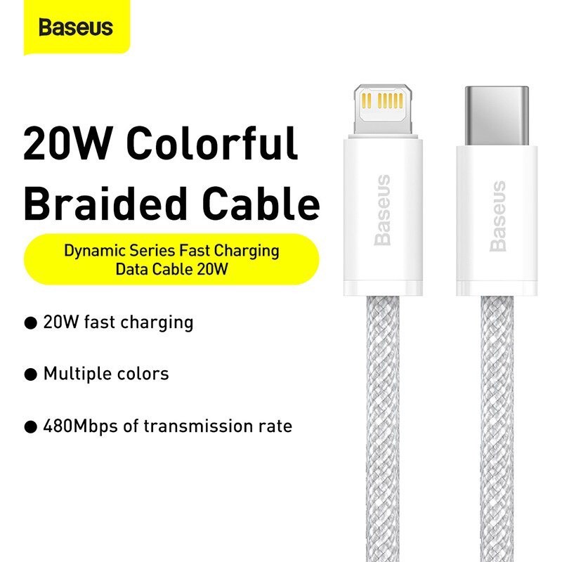 Dây sạc chính hãng Baseus 124i hỗ trợ sạc nhanh 20w cho 13 pro max trở xuống Bảo hành đổi mới