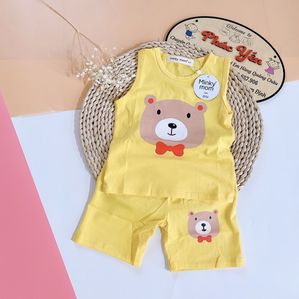 Bộ Ba Lỗ Cotton 100% Hàng Minky Mom Họa Tiết Lợn-Cam Cho Bé (Size từ 8-18kg) (SP001471)