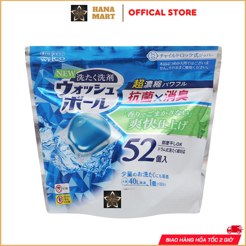 Viên geL giặt đồ kháng khuẩn khử mùi Welco - 18 viên và 52 viên