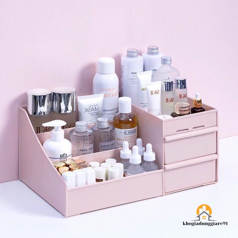 [Giao Ngay] Kệ mỹ phẩm - kệ mĩ phẩm 3 tầng 2 ngăn nhựa PP siêu bền 30x14x19cm