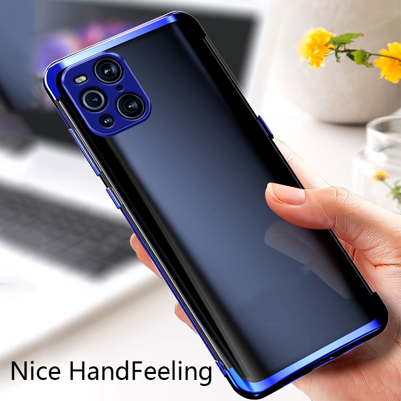 Ốp Lưng Dẻo Trong Suốt Chống Sốc Viền Màu Cho Oppo Find X3 X3 Pro