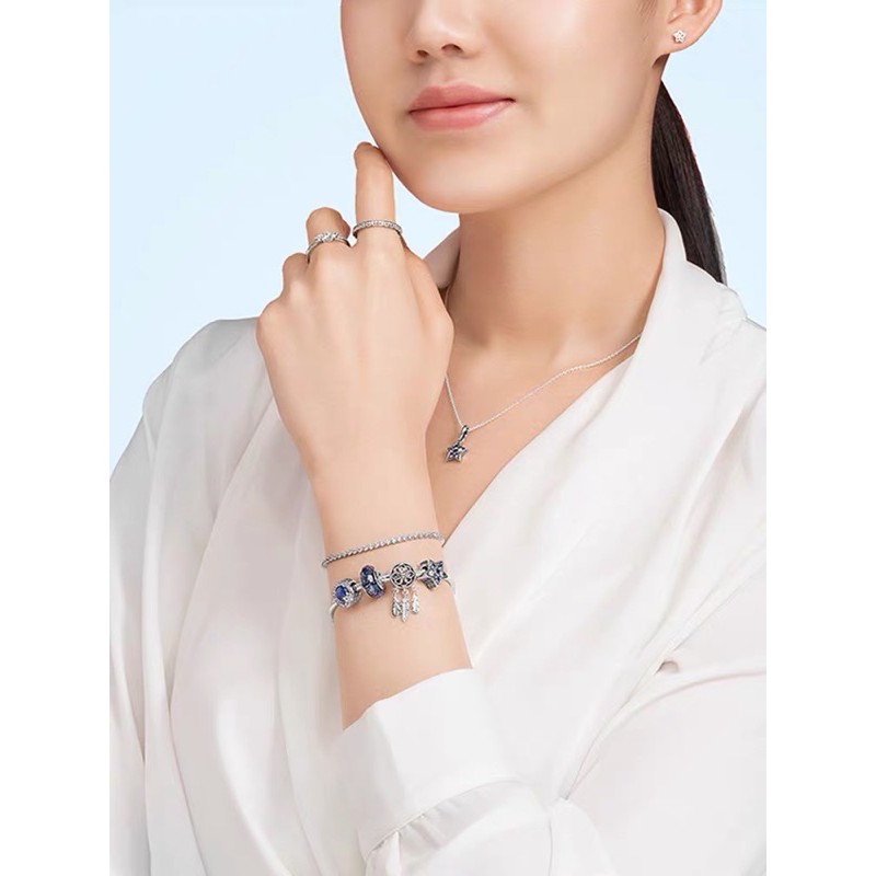charm pan ngôi sao xanh bạc s925 cao cấp