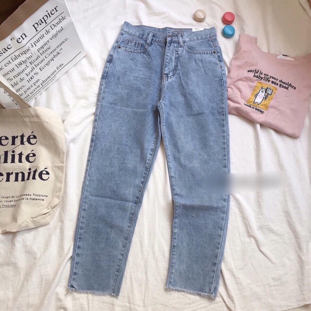 Quần baggy bò trơn tua gấu (có video) | BigBuy360 - bigbuy360.vn