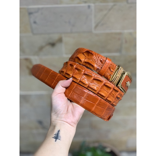 Thắt lưng da cá sấu thật - Dây liền bản rộng 3,5CM - Cá Sấu Thảo Nguyên